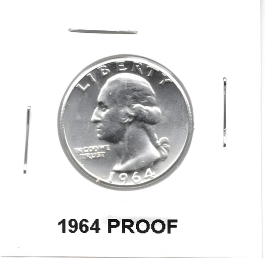 US Silver Coin - 1964 Washington Quarter Proof - GOVintage Jewelry and Collectibles