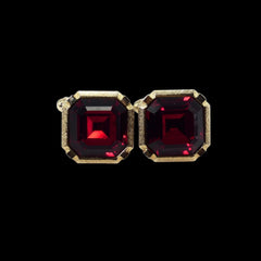 Vintage Cuff Links - Men's Anson Ruby Red Gold Cuff Links ft