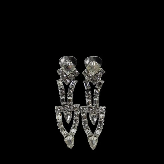 Art Deco Jewelry - La Rel White Crystal Drop Earrings - GOVintage Jewelry and Collectibles