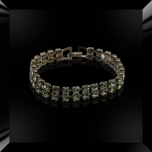 Art Deco Jewelry - Weiss Rhinestone Dual Strand Bracelet - GOVintage Jewelry and Collectibles