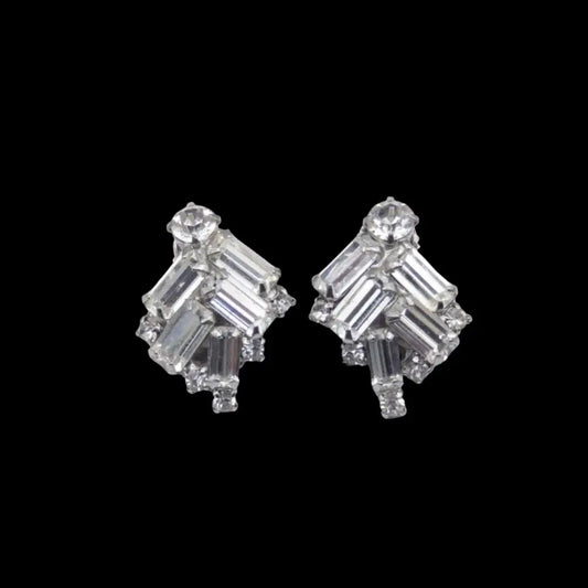 Art Deco Jewelry - Weiss Signature Baguette Cut Clip-on Earrings - GOVintage Jewelry and Collectibles