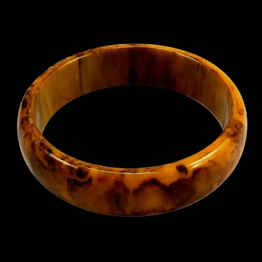 Bakelite Jewelry - Marbled Butterscotch Domed Bangle - GOVintage Jewelry and Collectibles