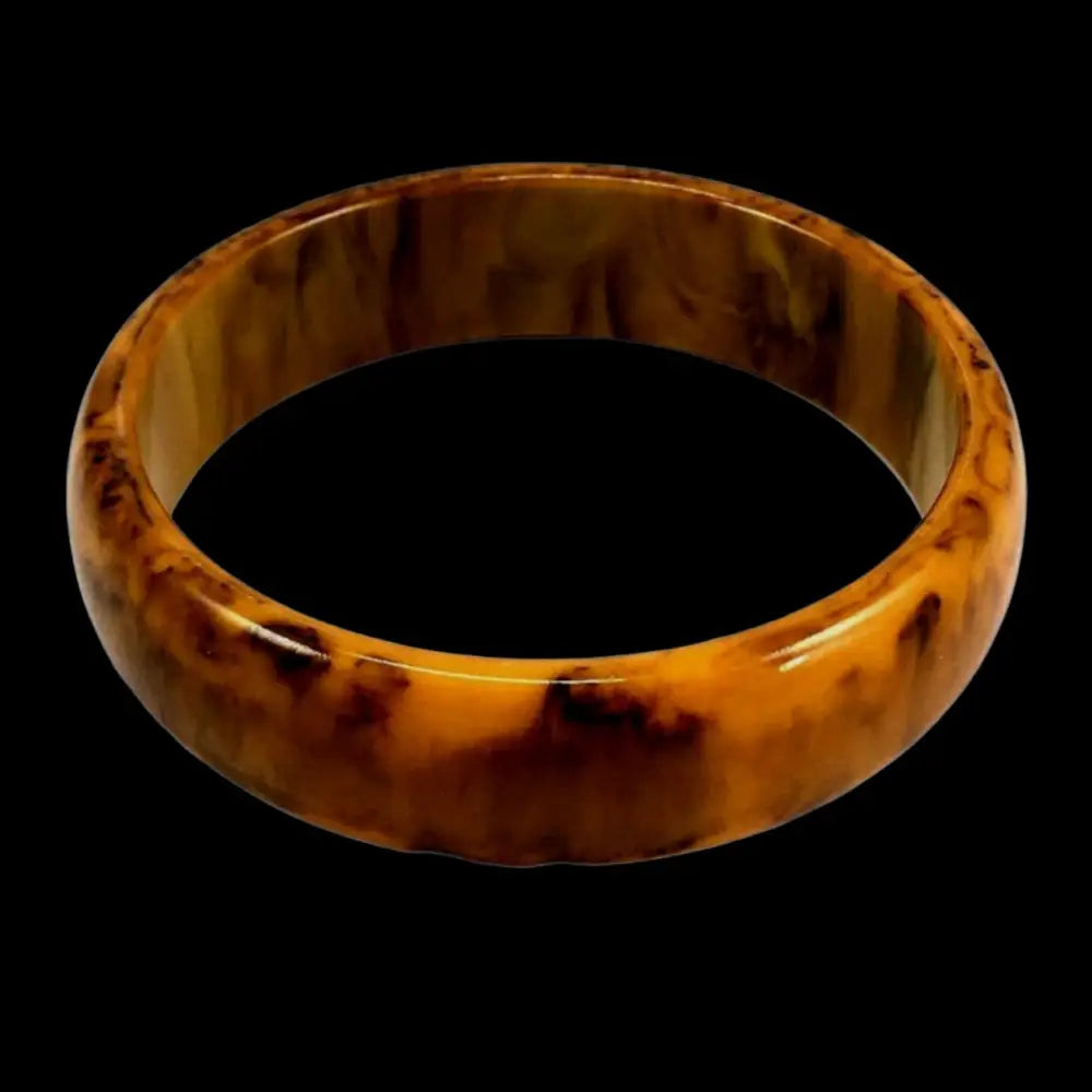 Bakelite Jewelry - Marbled Butterscotch Domed Bangle - GOVintage Jewelry and Collectibles