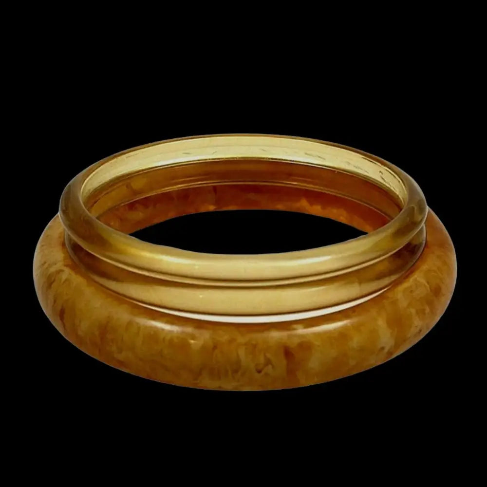 Lucite Jewelry - Vintage Butterscotch Bangle Apple Juice Spacers - GOVintage Jewelry and Collectibles