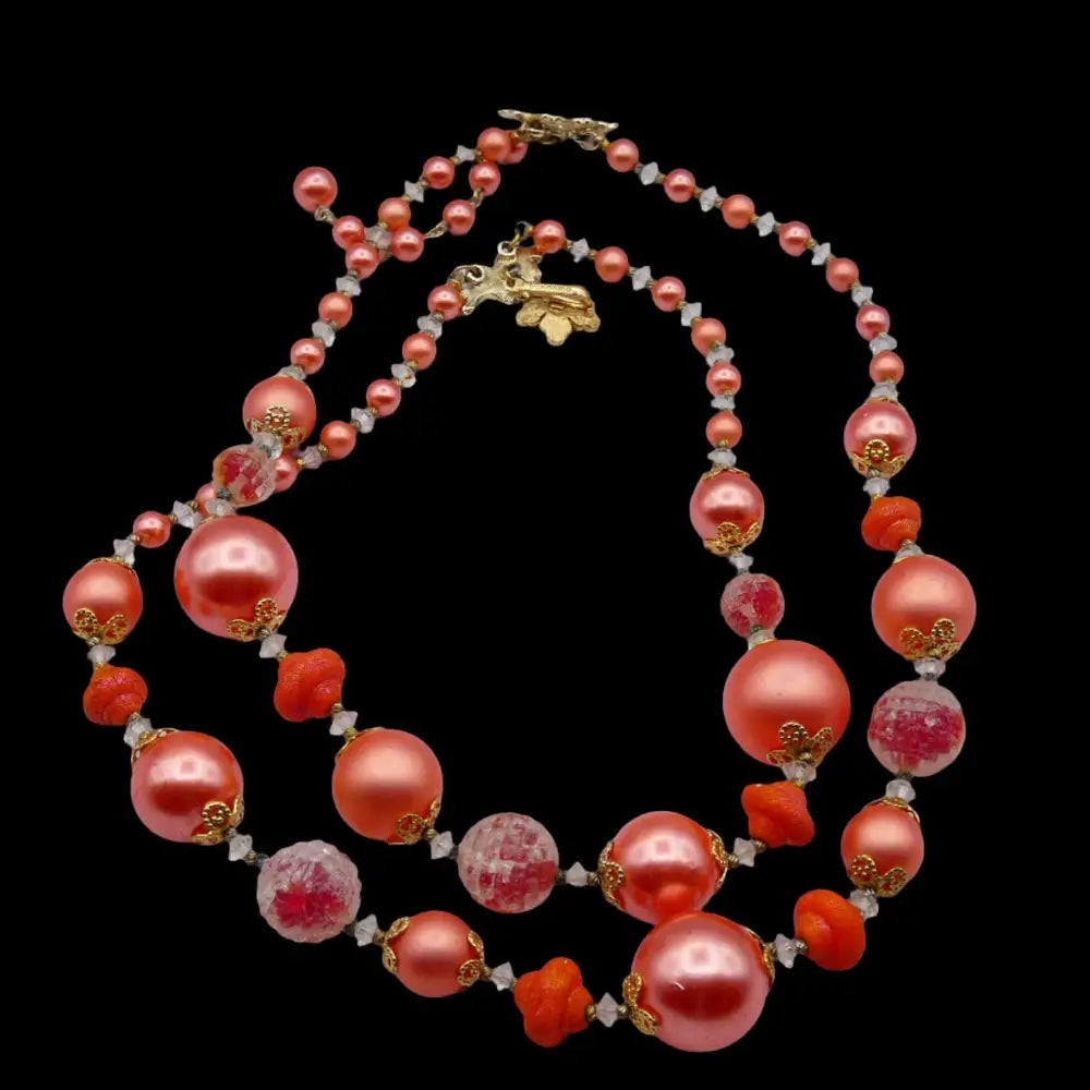 Lucite Jewelry - Vintage Vendome Pink Beaded Choker - GOVintage Jewelry and Collectibles