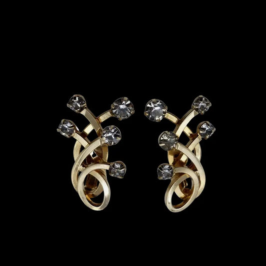 Mid Century Jewelry - Emmons Signature Scrolled Clip on Earrings - GOVintage Jewelry and Collectibles