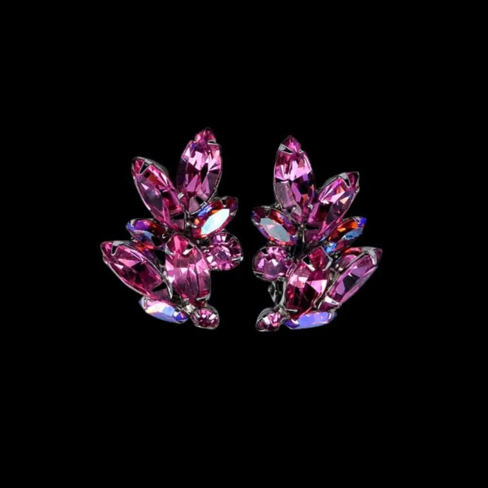 Mid Century Jewelry- Weiss Pink Fluorite Crystal Clip-on Earrings - GOVintage Jewelry and Collectibles