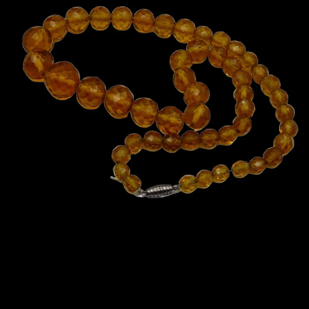 Retro Period Jewelry - Amber Beaded Necklace Cut Glass - GOVintage Jewelry and Collectibles