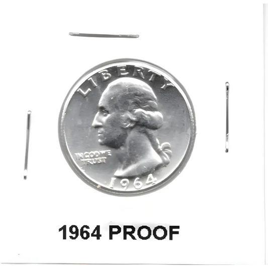 US Silver Coin - 1964 Washington Quarter Proof - GOVintage Jewelry and Collectibles