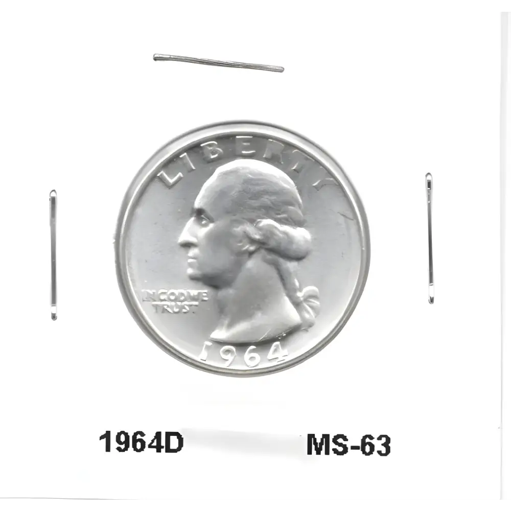 US Silver Coin - 1964D Washington Quarter Fine MS-63 - GOVintage Jewelry and Collectibles