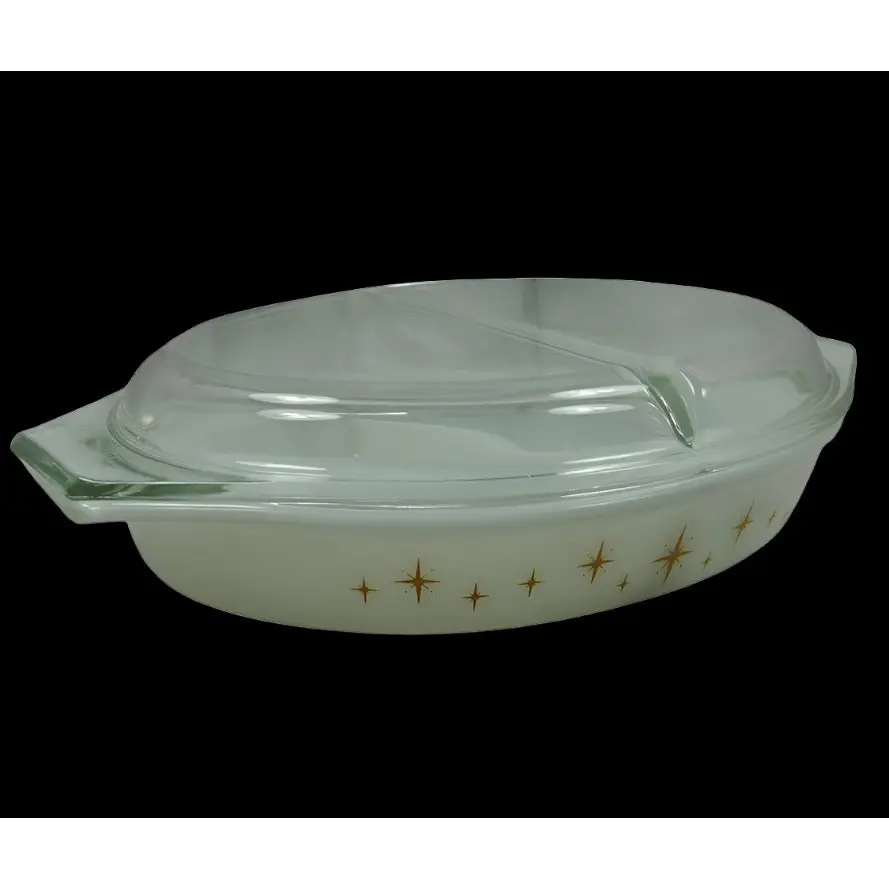 Vintage Kitchenware - Pyrex Promotional Casserole Dish Atomic Star - GOVintage Jewelry and Collectibles