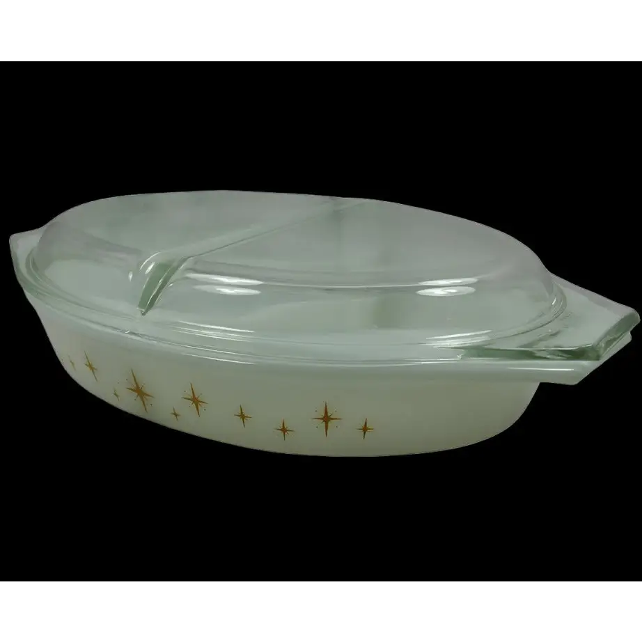 Vintage Kitchenware - Pyrex Promotional Casserole Dish Atomic Star - GOVintage Jewelry and Collectibles