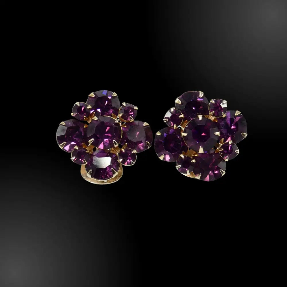 Vintage Retro - Weiss Jewelry Signature Amethyst Clip-on Earrings - GOVintage Jewelry and Collectibles