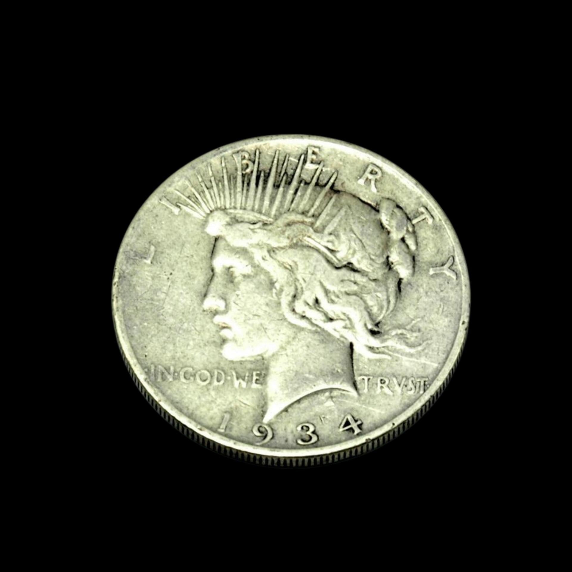 US Coins - Silver Dollar 1934 S Peace Key Date Good - GOVintage Jewelry and Collectibles