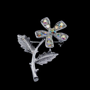 Mid Century Jewelry - Sarah Coventry Flower Rhinestone Brooch
