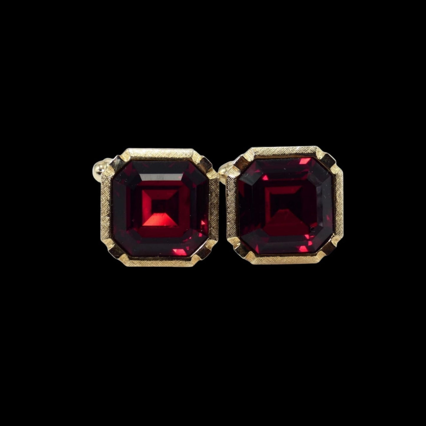 Vintage Cuff Links - Men's Anson Ruby Red Gold Cuff Links - GOVintage Jewelry and Collectibles