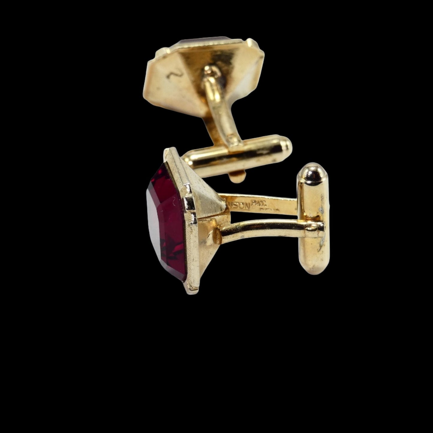 Vintage Cuff Links - Men's Anson Ruby Red Gold Cuff Links - GOVintage Jewelry and Collectibles