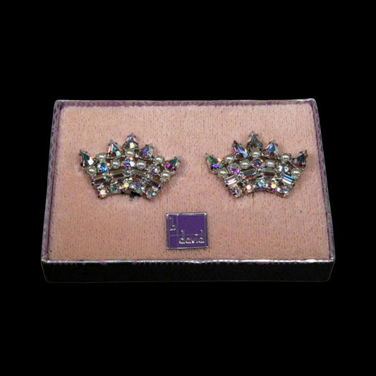 Mid Century Jewelry - B David Mothers Crown Earrings - GOVintage Jewelry and Collectibles