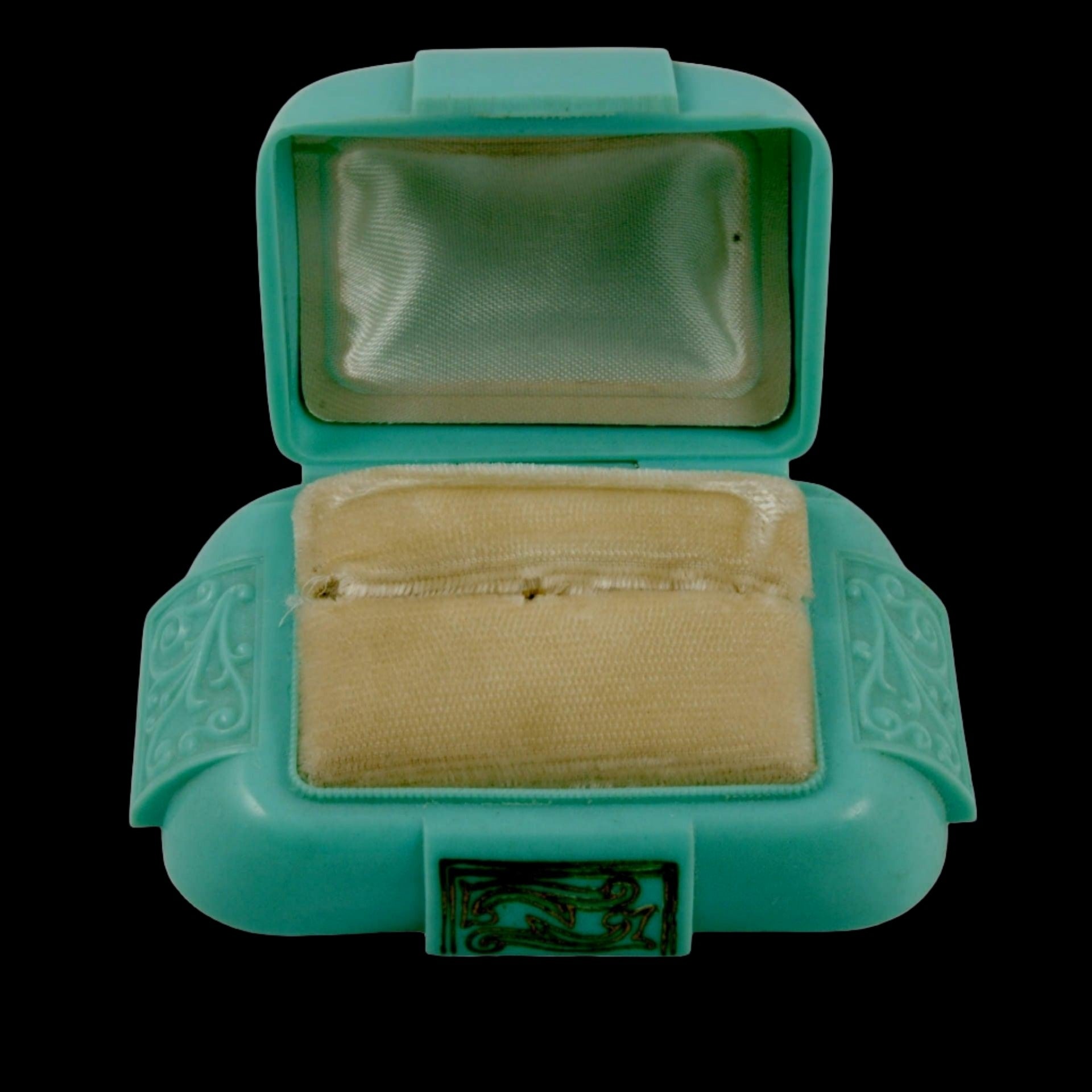 Art Deco Jewelry - Aqua Green Colored Vintage Ring Box
