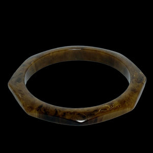 Bakelite Jewelry - Gaudy Marbled End of Day Butterscotch Bangle
