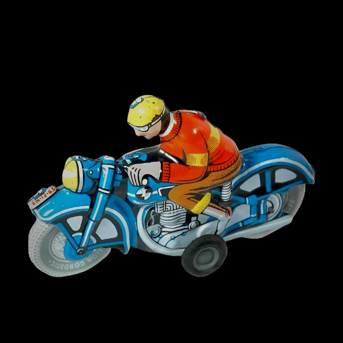 Vintage Friction Toy - Tin Motorcycle by Lemez Toys right