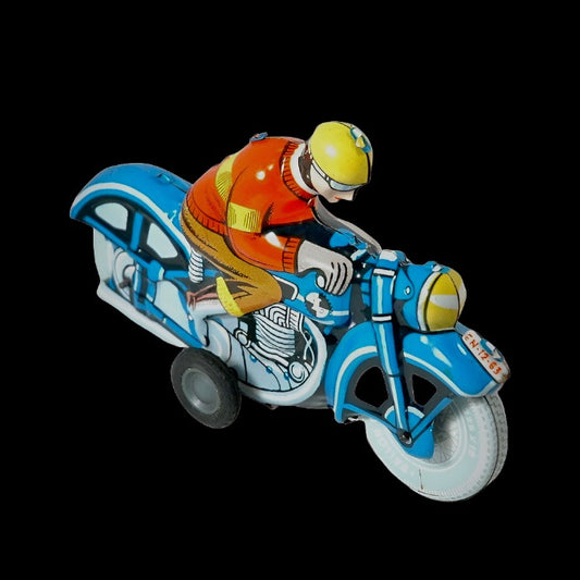 Vintage Friction Toy - Tin Motorcycle by Lemez Toys right